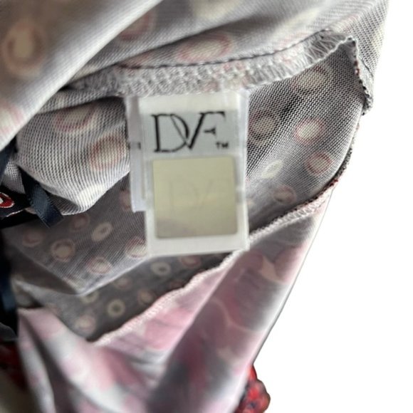 DVF Diane von Furstenberg Nieves Scarf Wrap Dress Size 10 Red Navy - Picture 12 of 16